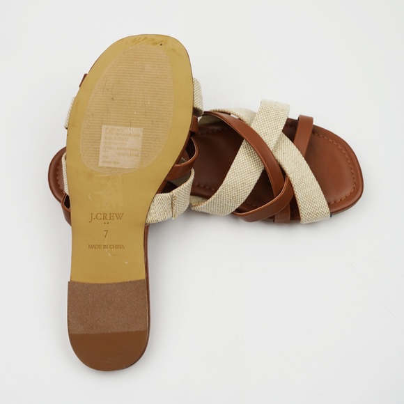 JCREW Size 7 Mixed Crisscross Slide Sandals in Tan $89 CG152 - Picture 5 of 5